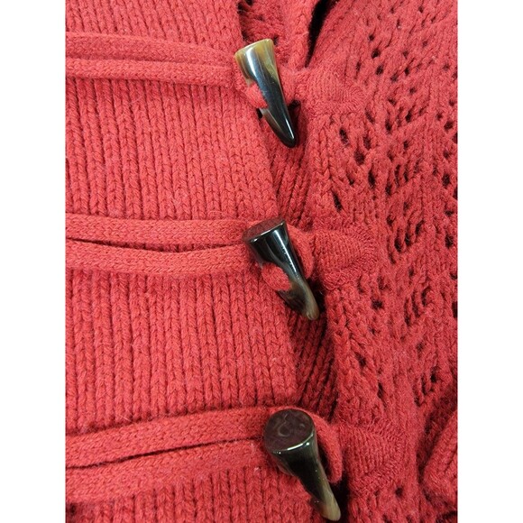 Old Navy Sweater Womens Large Red Toggle Shawl Collar Open Knit Wool Blend mall - Picture 3 of 10